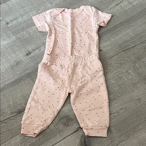 Pink Heart Pattern Baby Onesie Set - 9 Months